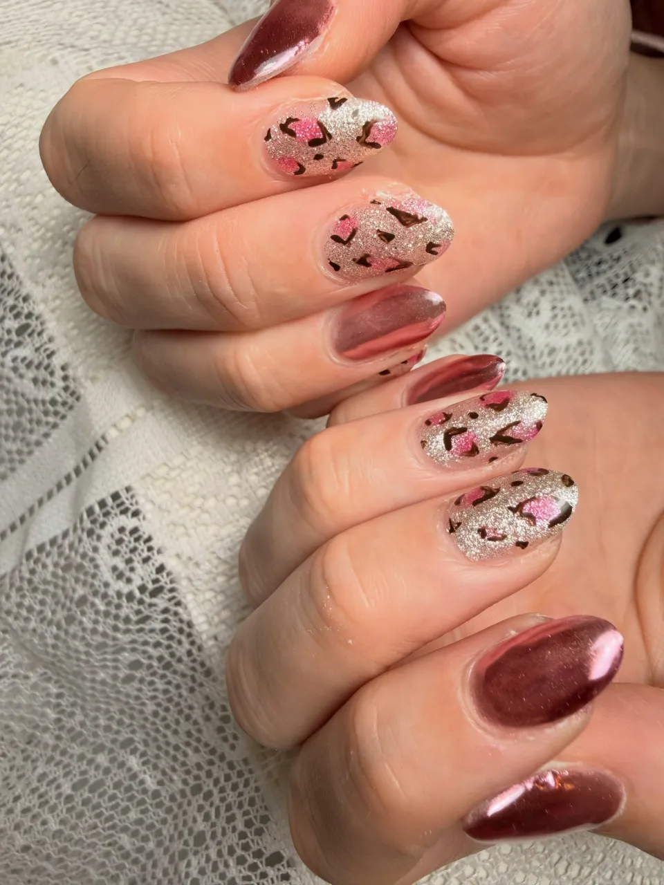 ピンクミラー×レオパードネイル💗🐆